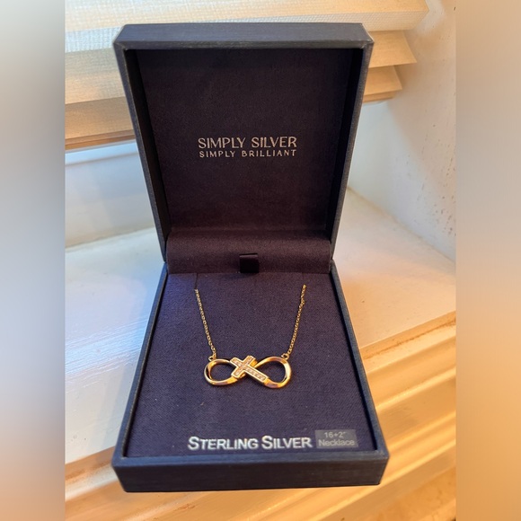 Gold Infinity Necklace with cross - Picture 1 of 2